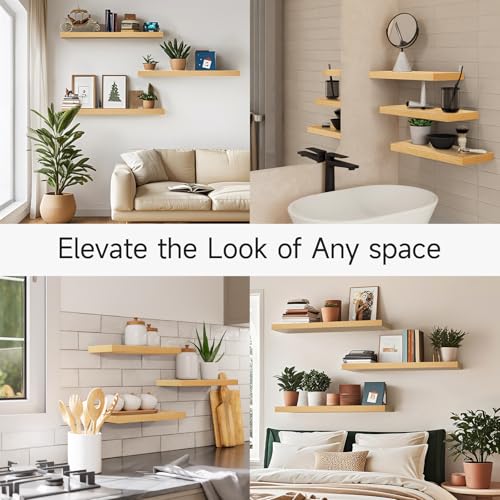 Light Oak Toned Floating Shelves 22.5in