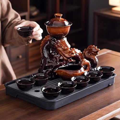 Ceramic Teapot with Infuser Semi Automatic Tea Set Magic Teapot with 8 cups Gradient Color