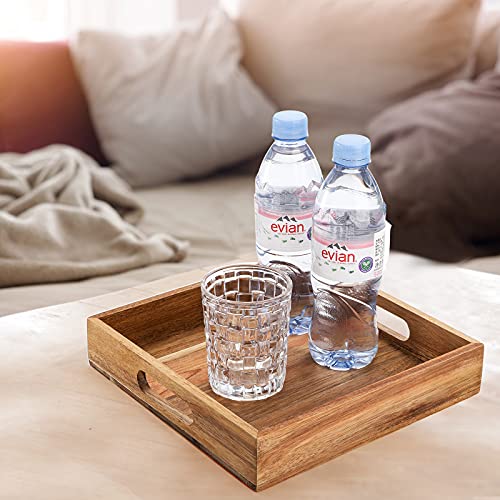 Set of 2 Acacia Wood Serving Tray with Handles (2 Count)