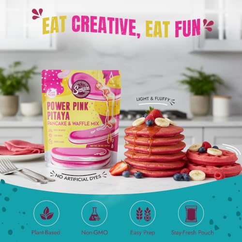 Power Pink Pitaya Pancake & Waffle Mix 20oz (20 Ounce)
