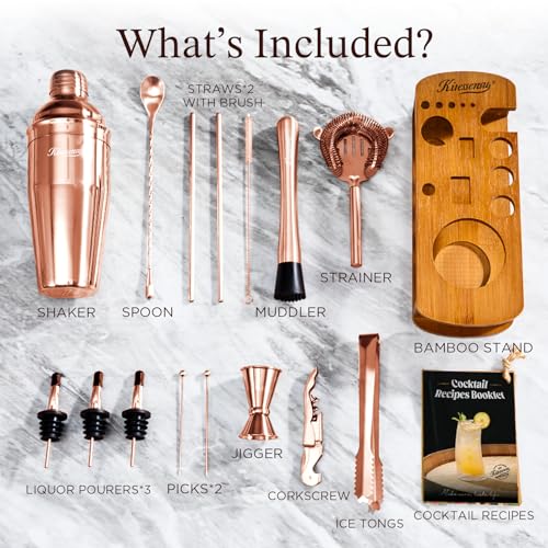 Cocktail Shaker Set Bartender Kit with Stand (15 Count)