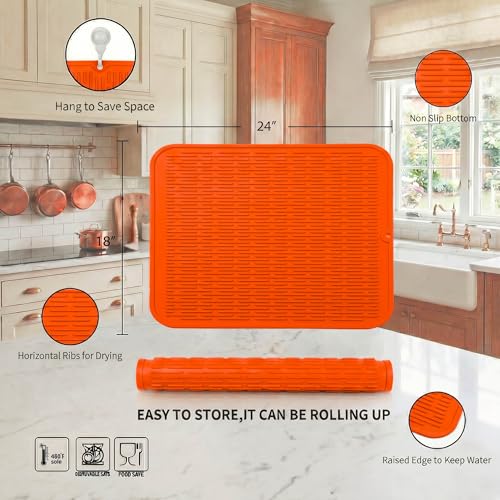 Silicone Dish Drying Mat for Multiple Usage