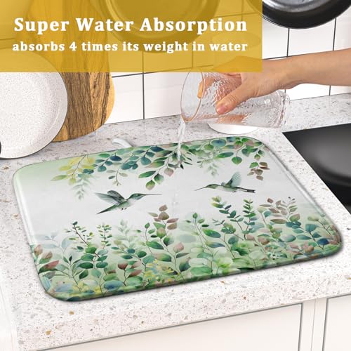 Hummingbird Dish Drying Mat for Kitchen Countertop