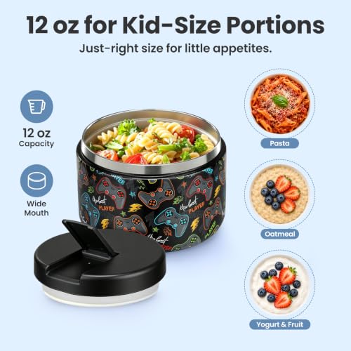12oz Insulated Vacuum Food Jar with Buckle Lid Wide Mouth Soup Thermo for Hot Food Kids Leakproof Stainless Steel Lunch Container