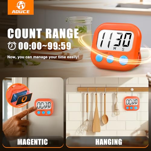 Digital Kitchen Timers for Cooking (6 Count)
