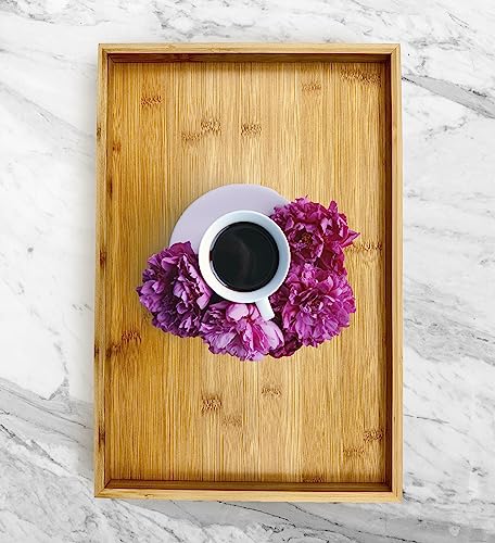 Natural Bamboo Serving Tray Platter 17.75 x 11.8 Rectangular