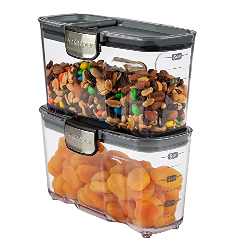International ProKeeper+ Clear Plastic Airtight Food Baker's Kitchen Storage Organization Container Canister Set with Magnetic Accessories (2 Count)