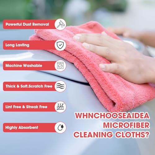 30 Pcs 16 x 16 Inch Edgeless Microfiber Plush Towels for Cars Detailing Drying Wash Polishing Absorbent Cleaning Cloths (30 Count)