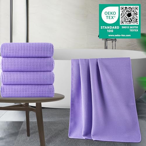 430 GSM Poly Blend Microfiber Quick Dry Waffle Bath Towel (4 Count)