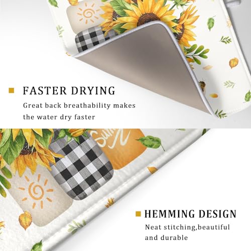 Sunflower Vases Dish Drying Mat for Countertop