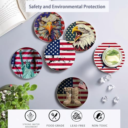 Drink Coasters Set of 6 with Holder