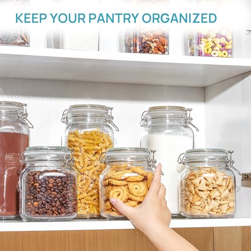 34oz Glass Food Storage Jars with Airtight Clamp Lids (3 Count)