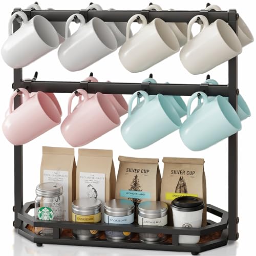 Coffee Mug Holder with Movable Hooks