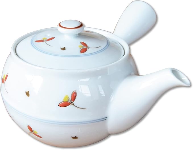 Japanese Teapot Ceramic Kyusu 14.5 fl oz Made in Japan Arita Imari ware Porcelain Tea pot for Green Tea Akane