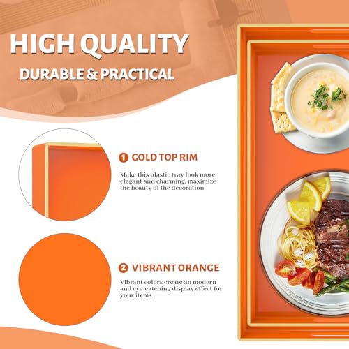 Orange Serving Tray with Handles (2 Count)