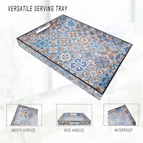 Plastic Serving Tray with Handles for Coffee Table