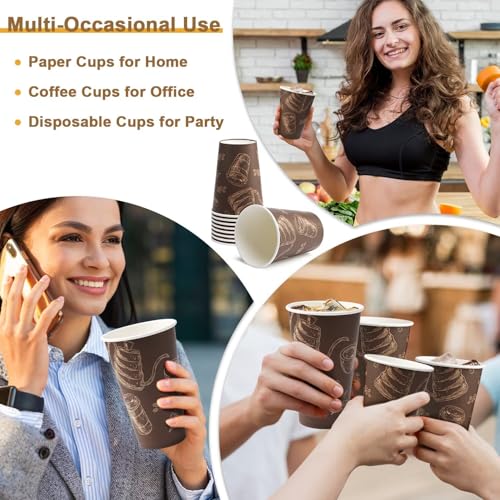 Coffee Cups 16oz 180 Pack Disposable Paper Cup Durable Drinking Cup (180 Count)