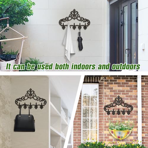 Cast Iron Rustic Coat Hook Hanger with 5 Hooks