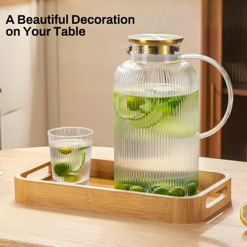 2 PACK Glass Pitcher with Lid