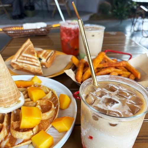 Stainless Steel Straws Metal Reusable Drinking Straw for Juice Iced Coffee Cold Beverage Water Highball Glasses 12 (8 Count)