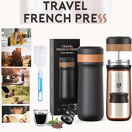 Classic Portable French Press Coffee Mug 12 oz with Carry Loop