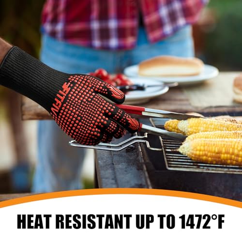 BBQ Gloves 1472°F Heat Resistant with Silicone Grip Oven Mitts (2 Count)