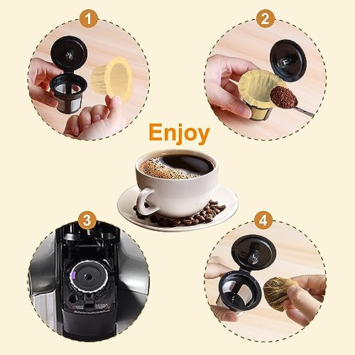 100 Count Coffee Filter Paper with 2 Pack Reusable K Cups for Keurig 1.0 and 2.0 Coffee Maker
