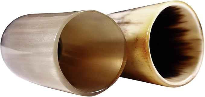 Handicrafts Home Handmade Horn Shot Glasses Set of 2, 3 oz Natural Viking Drinking Whiskey Shots for Cocktails & Parties- Medieval Decor Gift Set for Men & Groomsmen, Unique Bar Shot