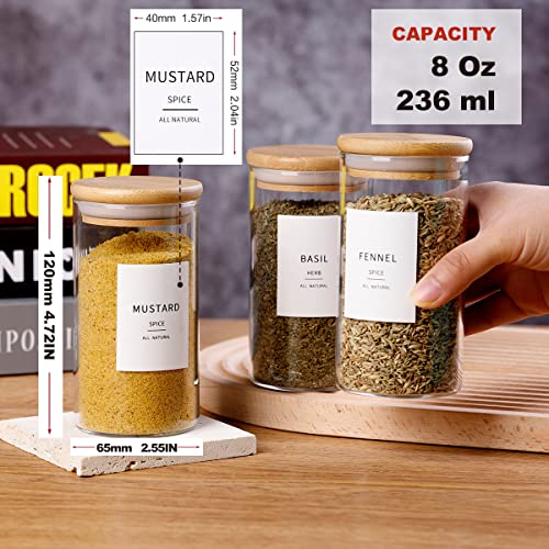 12 Pcs Glass Spice Jars With Bamboo Airtight Lids