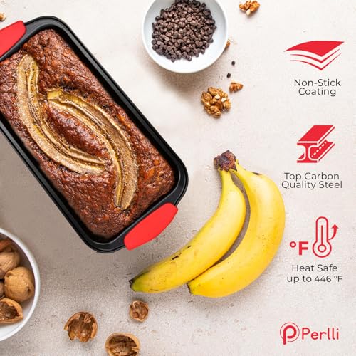 Non-Stick 10-Piece Baking Pan Set, BPA-Free Carbon Steel Bakeware Set with Silicone Handles, Stackable Kitchen Oven Set, Cookie Sheet, Baking Tray, Baking Sheet Set, Oven Safe (446°F) (10 Count)