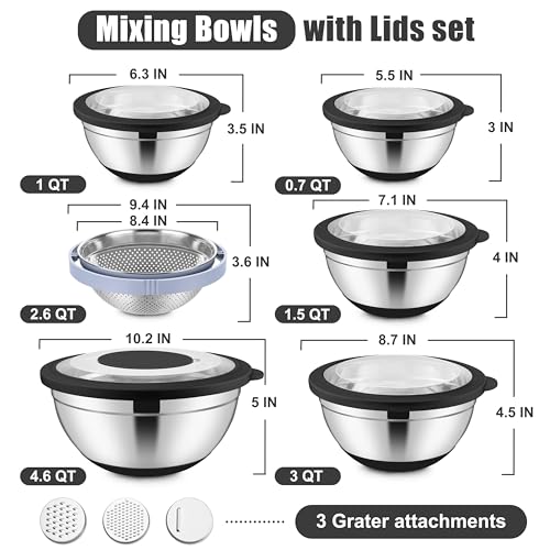 Stainless Steel Mixing Bowls with Lids & Colander (6 Count)