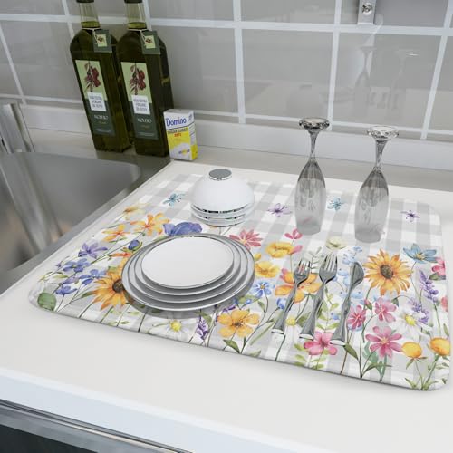 Spring Floral Dish Drying Mat