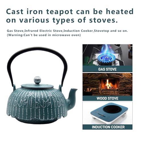 40.6oz Cast Iron Tea Kettle for Stove