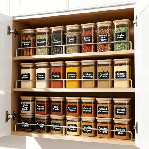 20 Pack 8 oz Square Glass Spice Jars with Lids and Labels (20 Count)