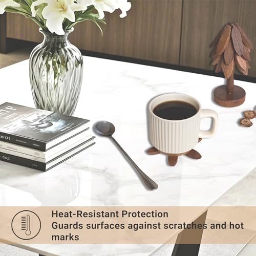 Wooden Tree Shaped Coasters Set for Coffee Table (4 Count)