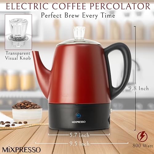 4 Cup Red Small Electric Percolator Coffee Pot