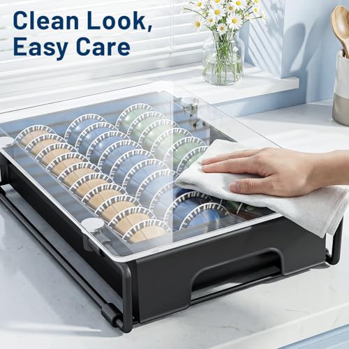 Crystal Tempered Glass Organizer Drawer Holder Compatible with Nespresso Vertuo Capsules