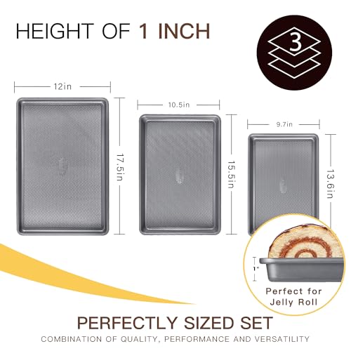 3 Pack Nonstick Ceramic Baking Sheet Pan Set for Oven (3 Count)