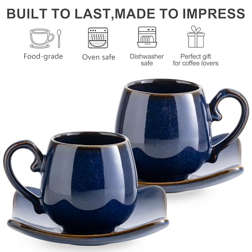 3oz Espresso Cups with Saucers (6 Count)