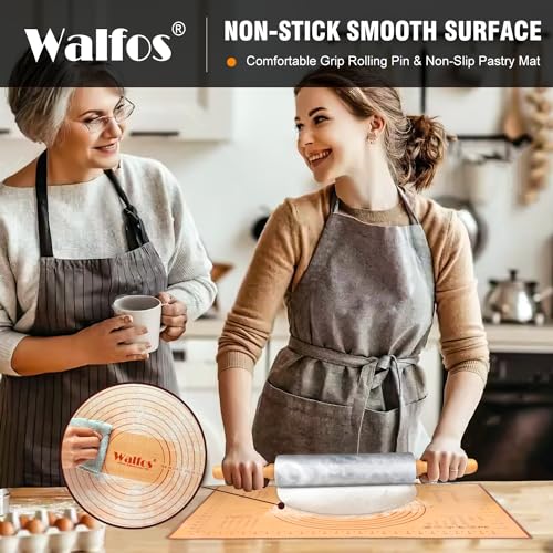 Marble Rolling Pin Set With Non Stick Silicone Pastry Mat