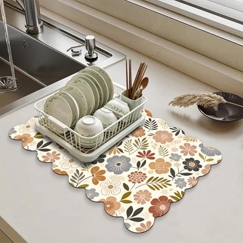 Scalloped Dish Drying Mats for Kitchen Counter