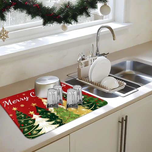 Christmas Tree Dish Drying Mat