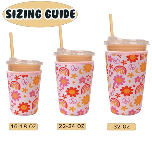 Reusable Insulated Neoprene Iced Coffee Cup Sleeve (3 Count)