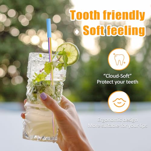 16 Pcs Metal Straw Reusable 8.5" 10.5" 6mm Stainless Steel Straws for Tumblers 20oz