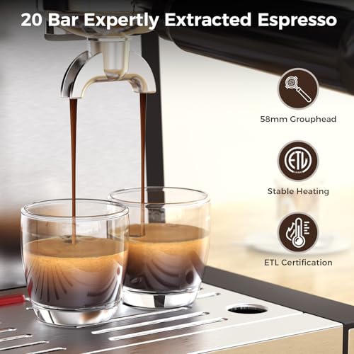 20 Bar Espresso Machine with Grinder & Milk Frother