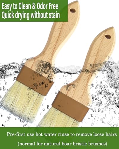 2 Inch Natural Boar Bristle Pastry Basting Brush Set (2 Count)
