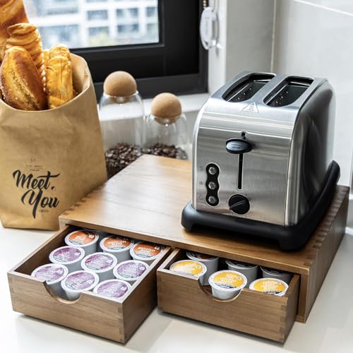 Wooden K Cup Organizer Coffee Pod Storage Box