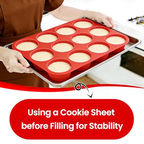 Silicone Muffin Pan 3 Pack Regular 12 Cup Muffin Tin for Baking Banana Muffins Cupcakes Egg Muffins (3 Count)