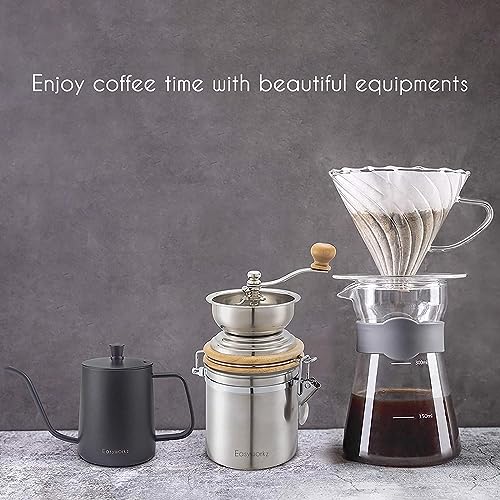 Gage Gooseneck Pour Over Coffee Kettle 20 oz with Thermometer Stainless Steel Hand Drip Coffee Pot With Long Narrow Spout