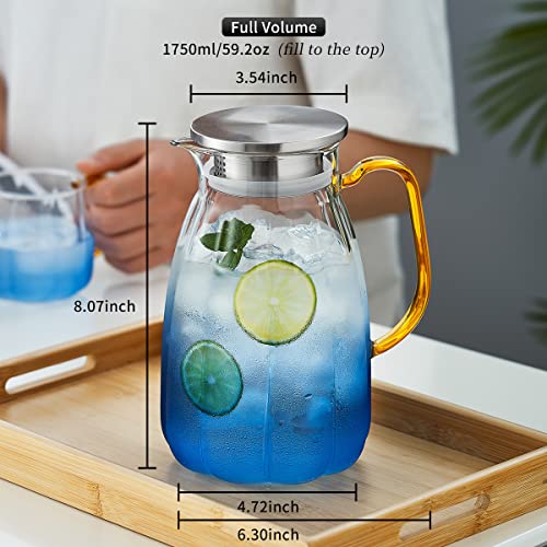 68OZ Glass Pitcher with Lid and Spout